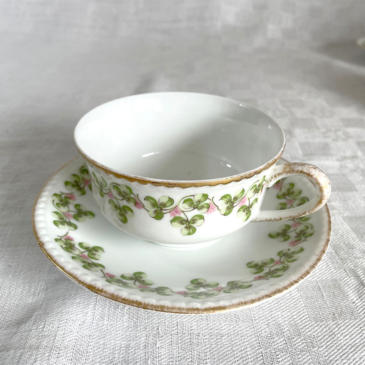 カップ＆ソーサー　リモージュ　クローバー　Limoges 　金彩 19twd18-2
