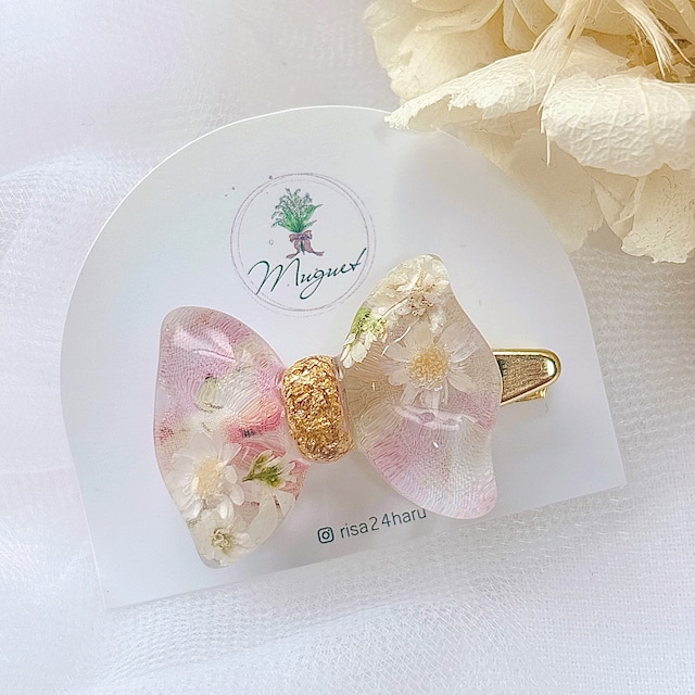ミスパの次はピンクもribbon ヘアクリップ