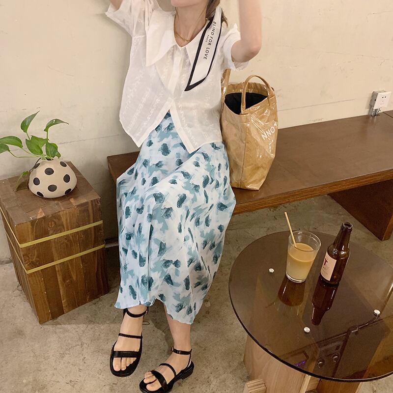 シフォンスカート サマー薄手ウェストAライン 夏物 ビーチ ビッグFスモールZ韓国55874196644