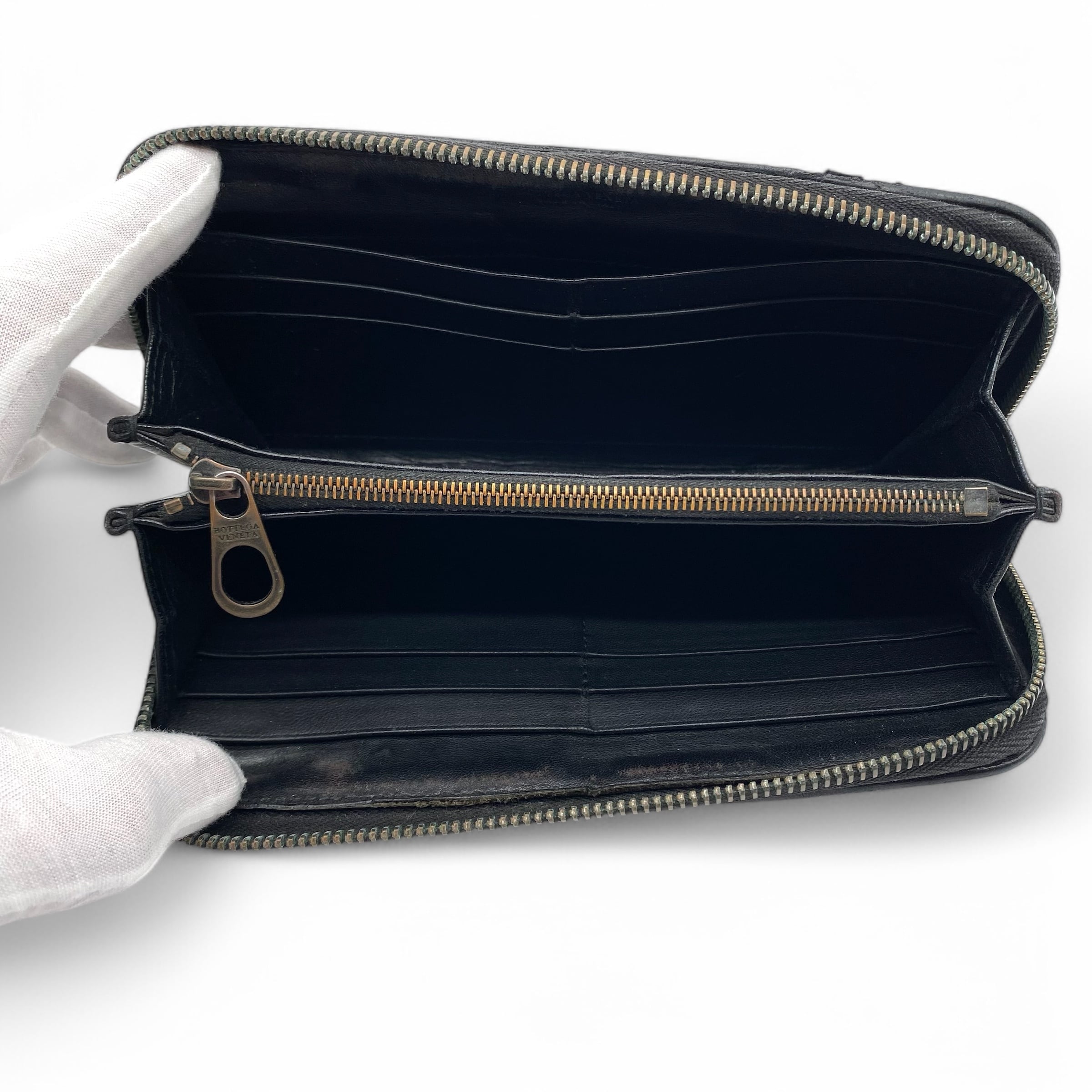 BOTTEGA VENETA Round Zipper Long Wallet Dot Intrecciato ラウンド