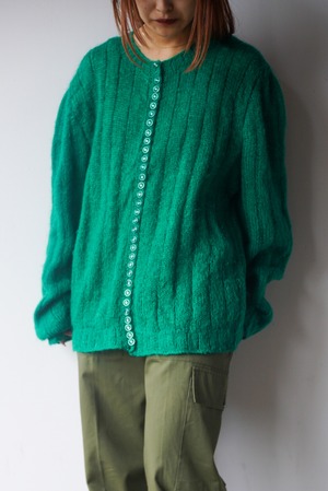【monoya】green knit cardigan