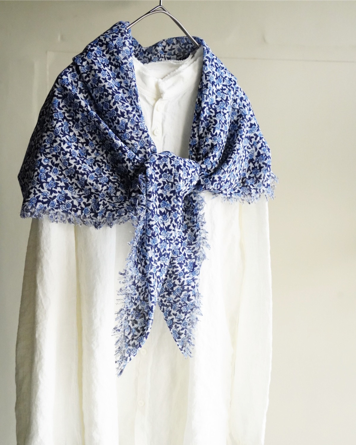 R&D.M.Co- 】OLD BLUE GAUZE SHAWL［no.7035］ オールドブルーガーゼ 