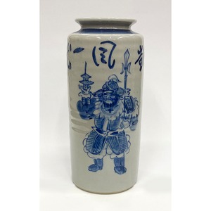 九谷焼　寸胴花瓶　8寸　毘沙門天