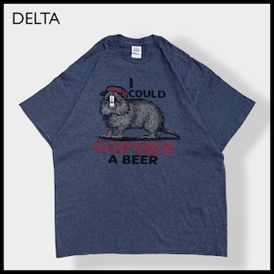 【DELTA】アニマルプリント ビーバー Tシャツ I COULD GOPHER A BEER 半袖 X-LARGE ビッグサイズ メキシコ製 デルタ US古着