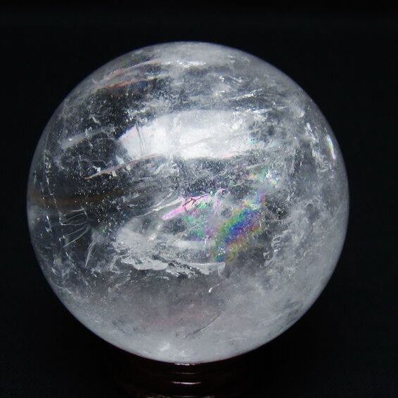 水晶 丸玉 虹入り 61mm スフィア 置物 水晶玉 一点物 151-8727