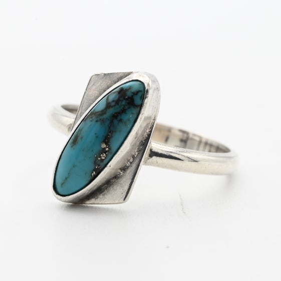 Turquoise Accent Modernist Style Ring #8.0 / Denmark