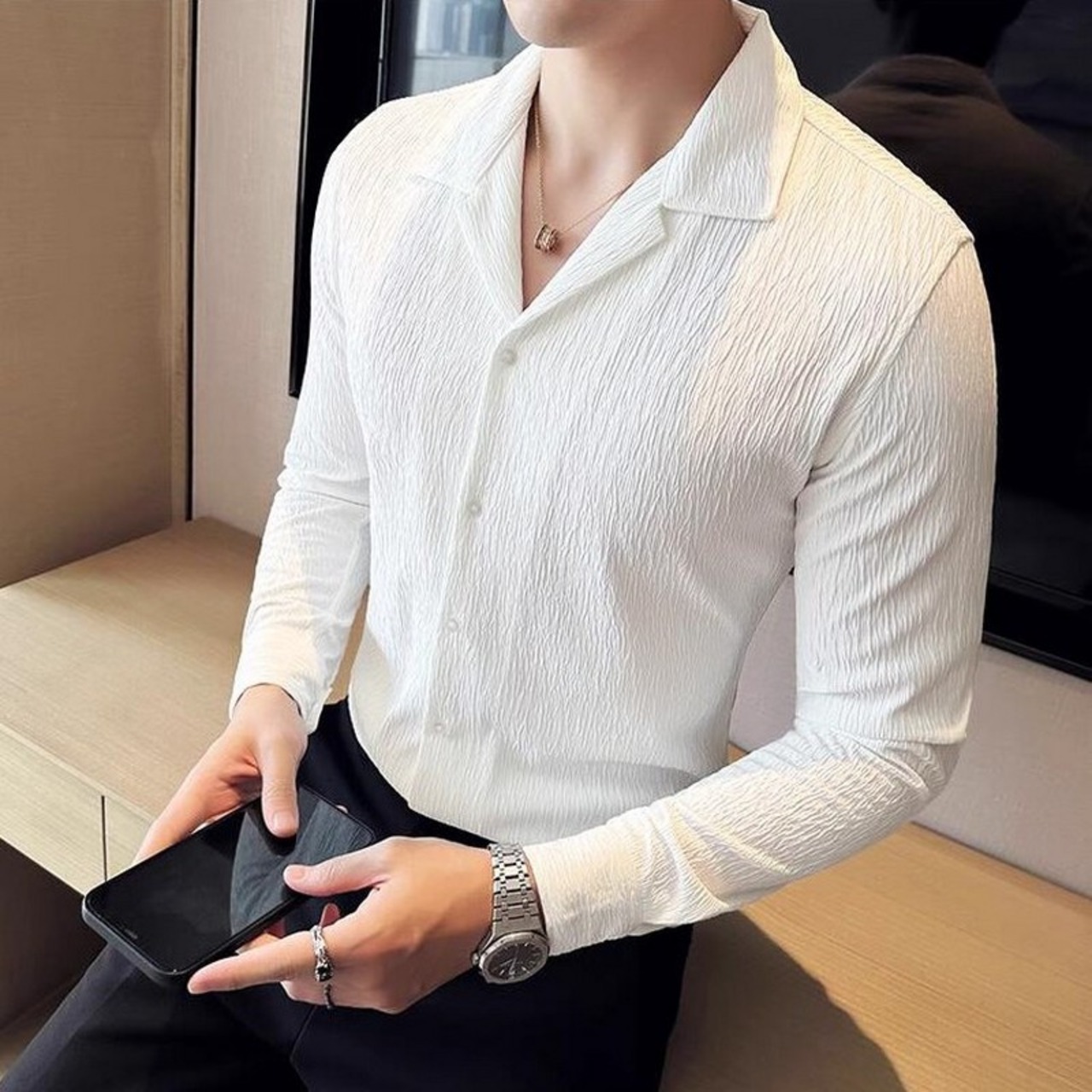 pleated design shirt tops 00169