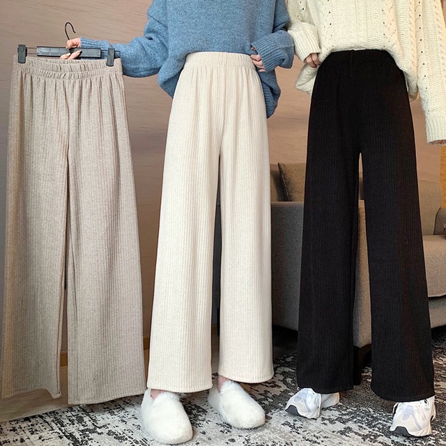 ストライプカジュアルパンツ スプリングオータムハイウェスト薄手ルーズロング 春物 秋物 スーパーモール38089137615