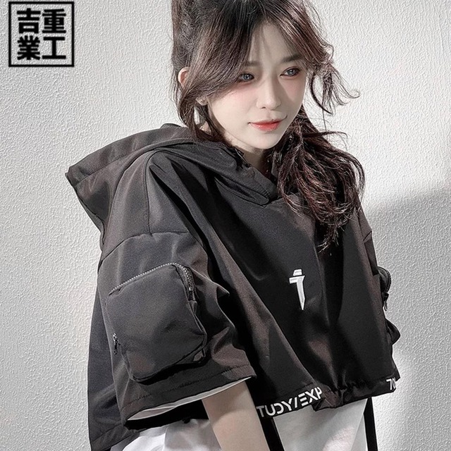 ゴスロリ通販 With U ゴスロリ系 地雷 フーディ cyberpunk ミニ丈 Y2K ストリートファッション