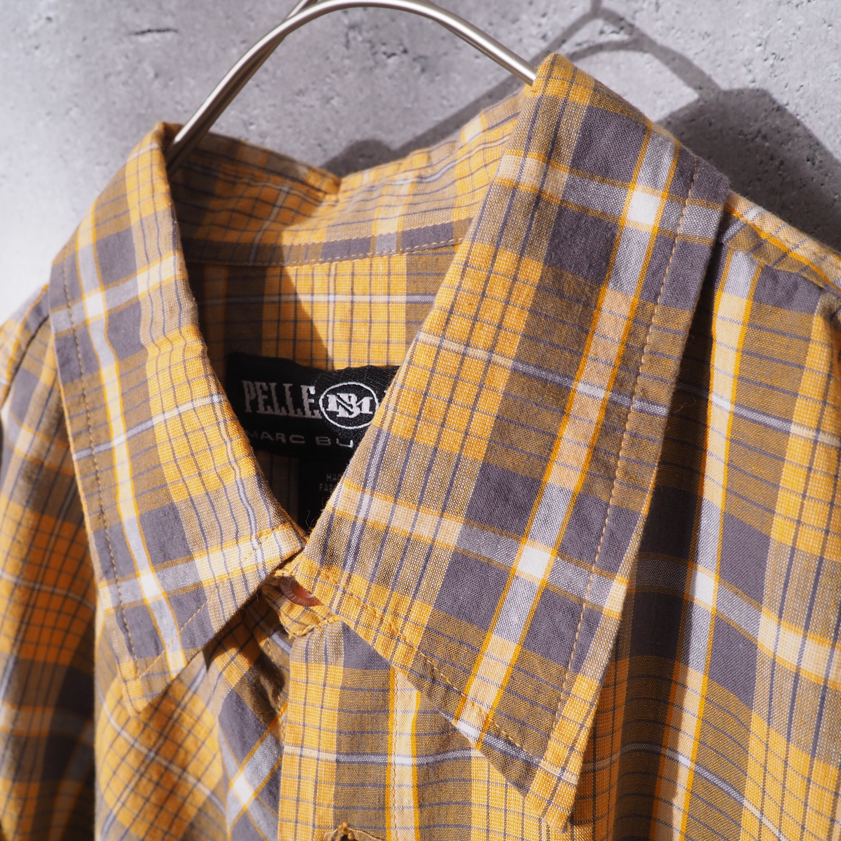 1990s " PELLE PELLE " Asymmetrical × Girl printed Vintage loose Check shirt