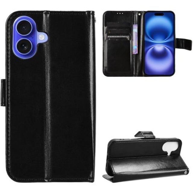 Briacicell For iPhone 16 用の ケース 手帳型 携帯カバー レザー 耐衝撃 耐摩擦 アイフォン 16 用の ケース 全面保護 マグネット式 カード収納 スタンド機能 擦り傷防止 防塵 軽量 放熱性防汗 指紋防止 肌感レザー 耐汚れ iPhone 16 専用 ケース 手帳型 ブラック 3549