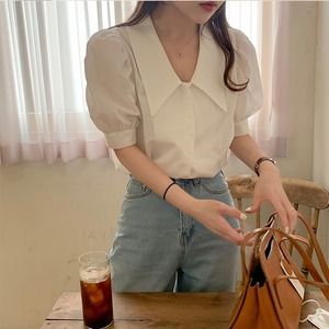 夏新入荷、パフスリーブ半袖シャツ　A0992