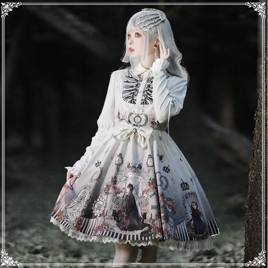 即納ブラックL】 ゴスロリブラウス スケルトン 袖レースアップ ダーク