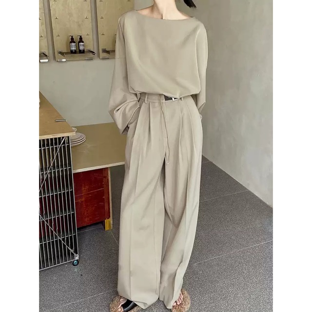 【ボートネックボリューム袖シャツ】P00200