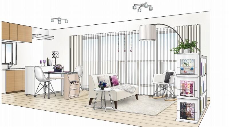 インテリアパース作成 リアルテクスチャ仕上げ デジタル イラスト Ateliercyber