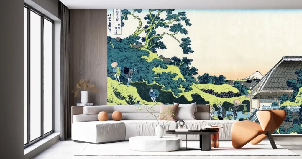葛飾北斎 冨嶽三十六景 遠江山中 壁紙アート クロス 日本画 インテリア