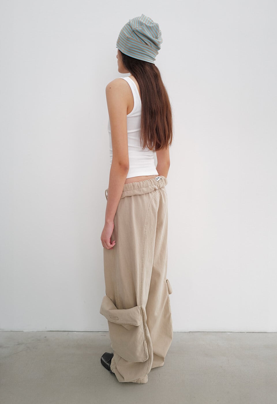 OPEN YY] WASHED ROLLED CARGO PANTS, BEIGE 正規品 韓国ブランド 韓国