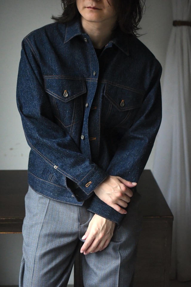 Cale / Cotton Silk Denim Jacket (Blue)