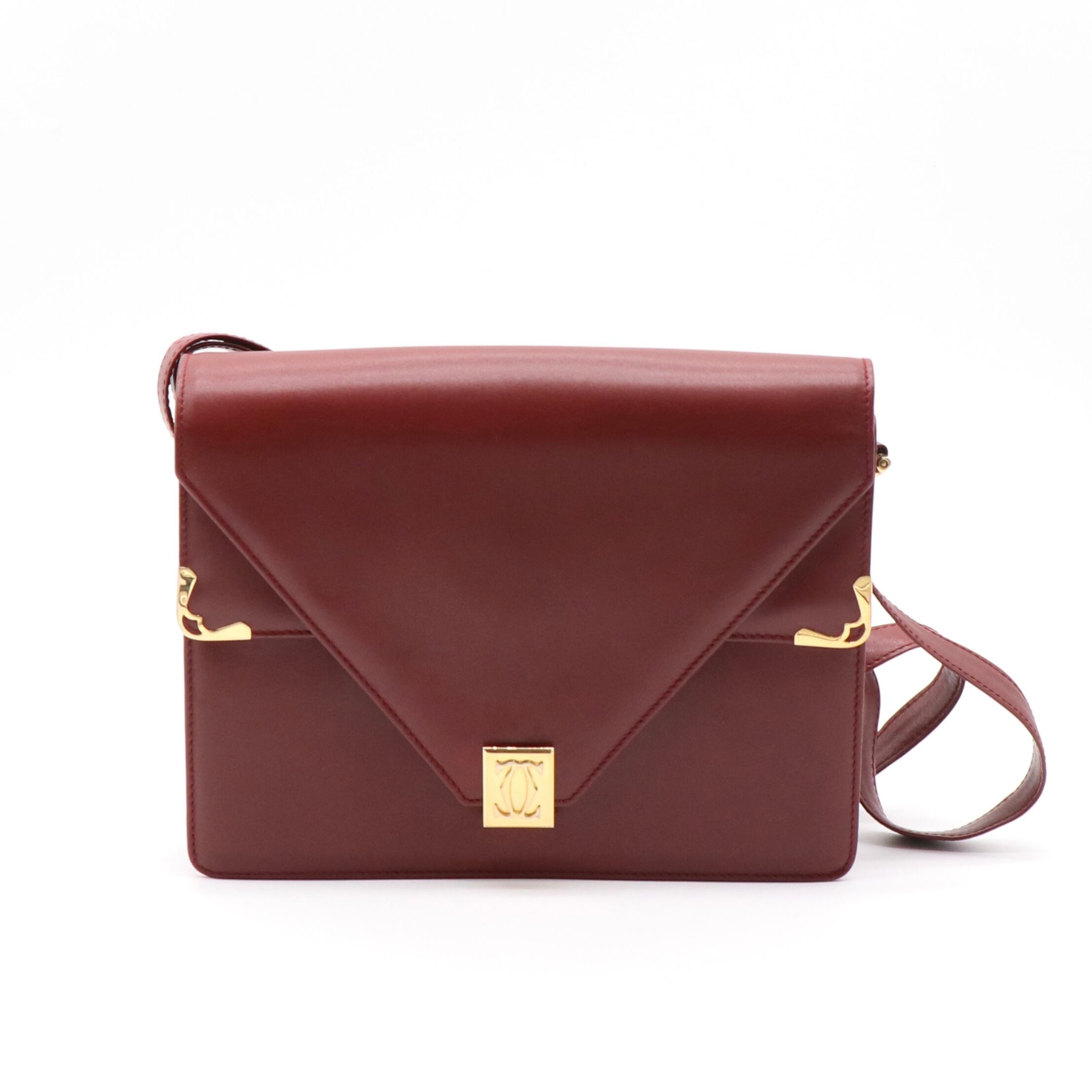 Cartier カルティエ マストライン レザーショルダーバッグ ボルドー