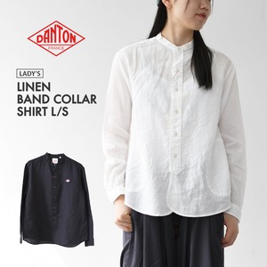 DANTON [ダントン] W LINEN BAND COLLAR SHIRT L/S  [DT-B0279FLI] リネンバンドカラーシャツ・長袖・ロングスリーブ・LADY'S [2026SS]