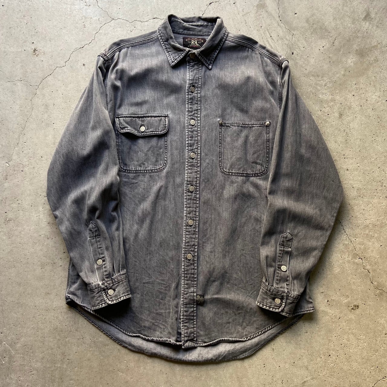 RRL 90s 初期黒タグ 赤3星 チェック 長袖 シャツ M グレー系 ダブル