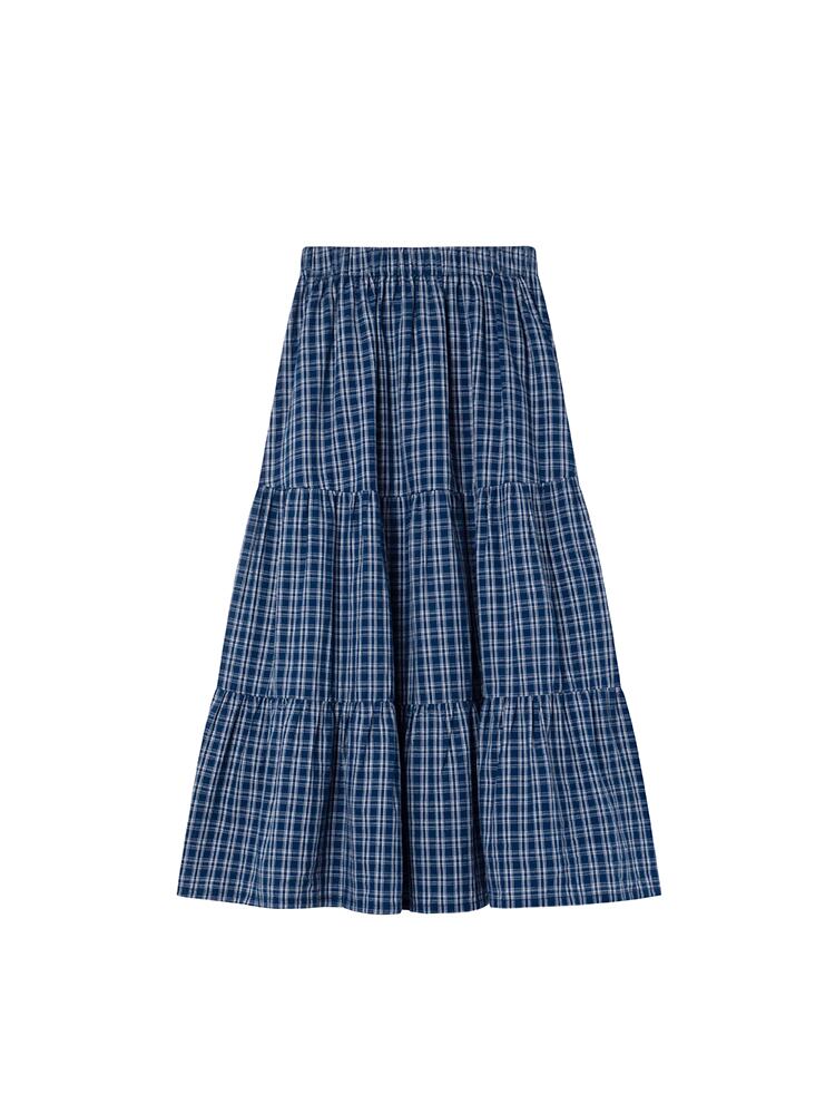 Waist split check skirt