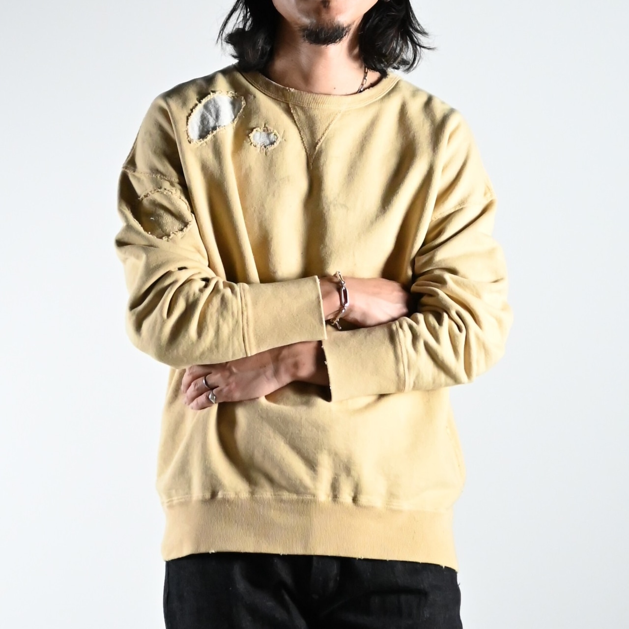BOWWOW / REPAIRED FADED DOUBLE V SWEATSHIRT