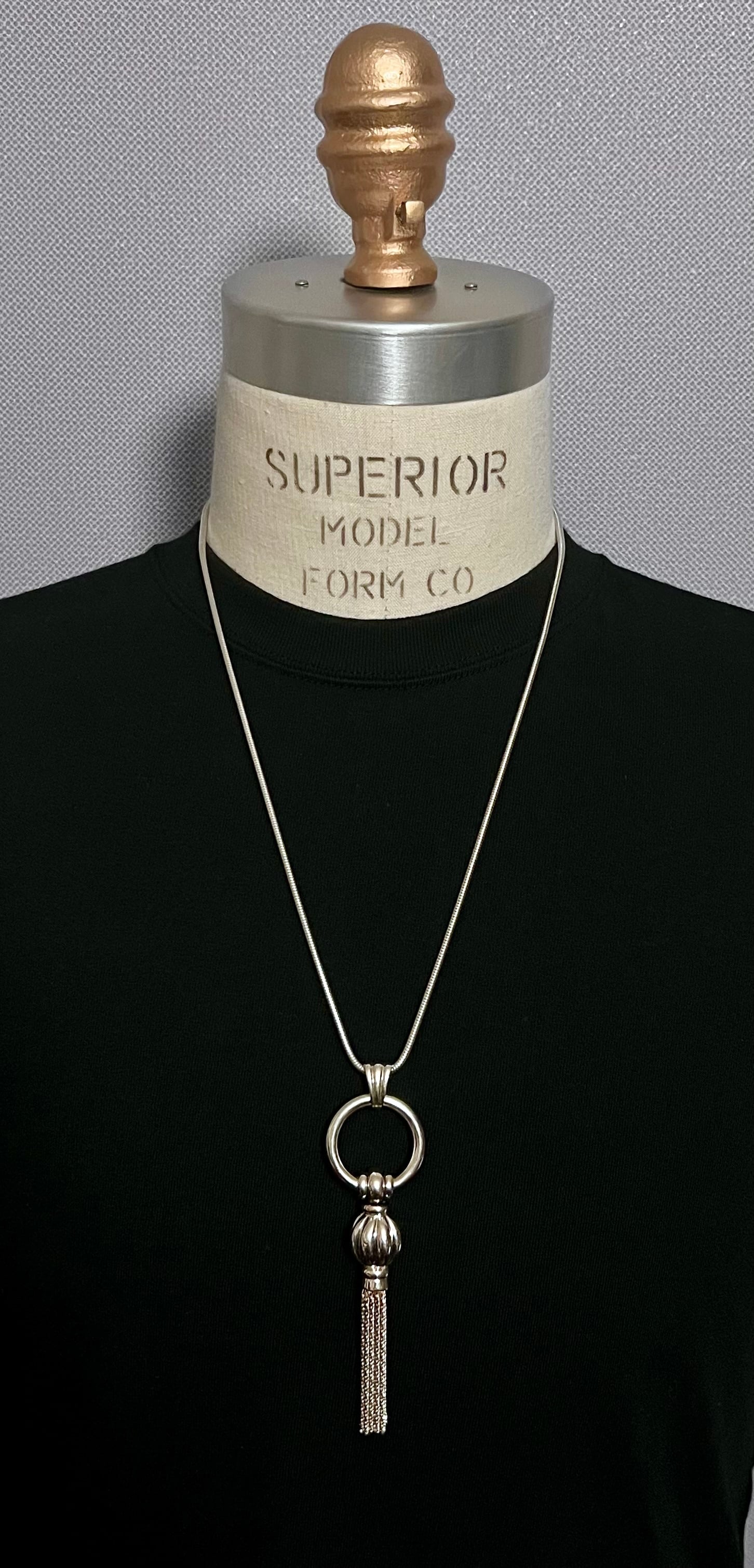 VINTAGE TIFFANY & CO. Tassel Pendant Necklace Snake Chain Sterling