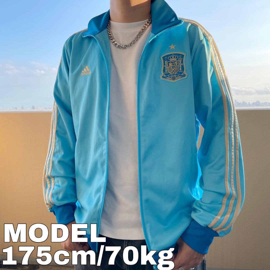 アディダス トラックジャケット 襟高 サッカー スペイン代表 L 青 水色