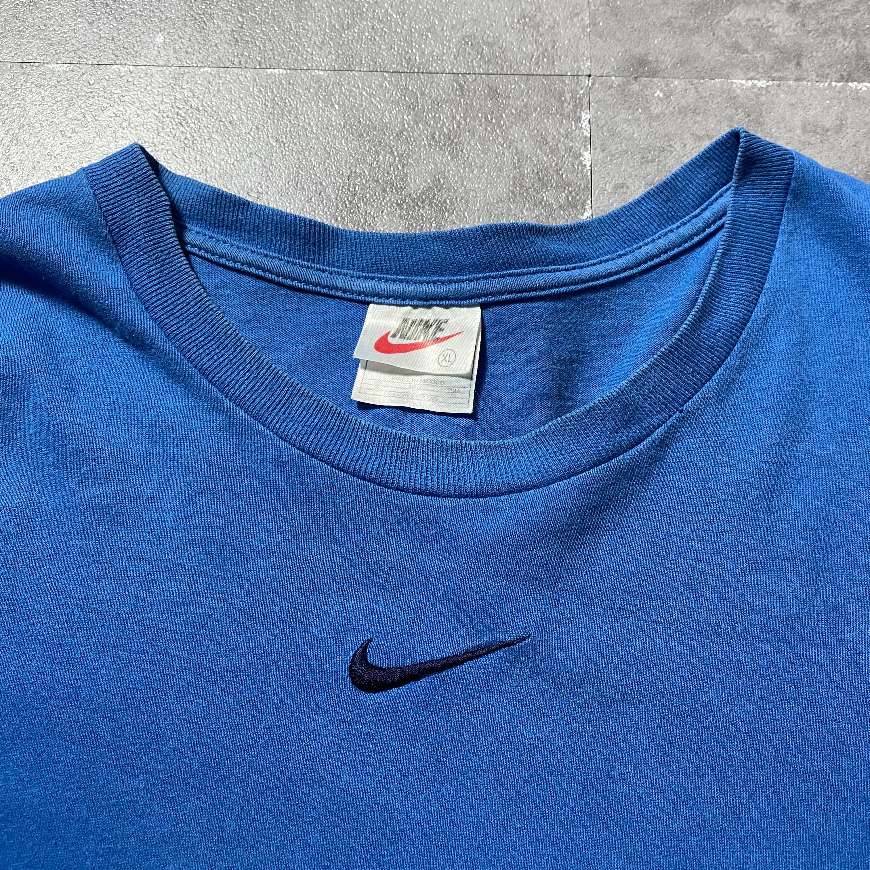 90's NIKE ナイキ センタースウォッシュ 刺繍ロゴ メキシコ製 ブルー T