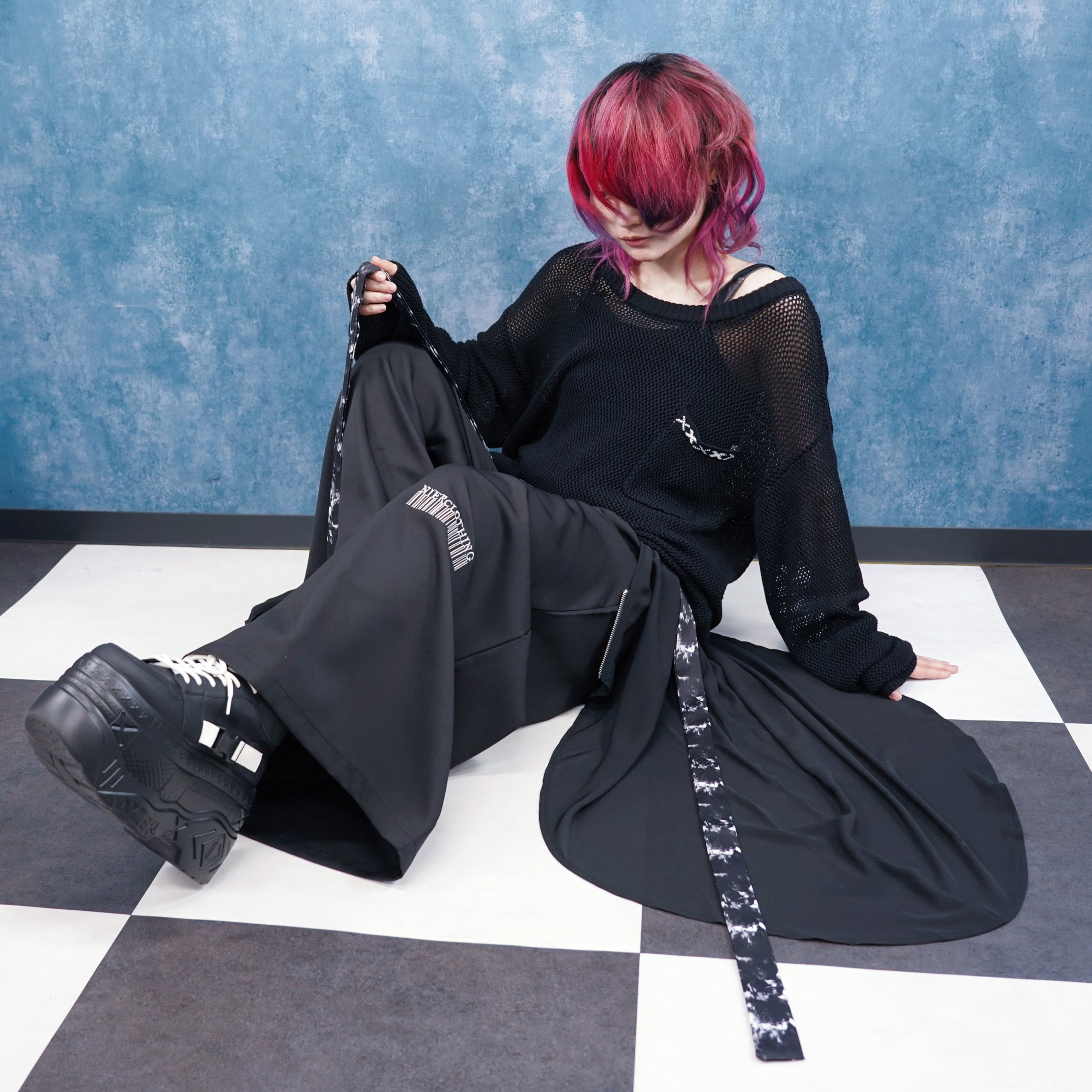 FLAP LAYERED ZIP WIDE PANTS【SHADOW ROSE STRAP】 | NIER CLOTHING