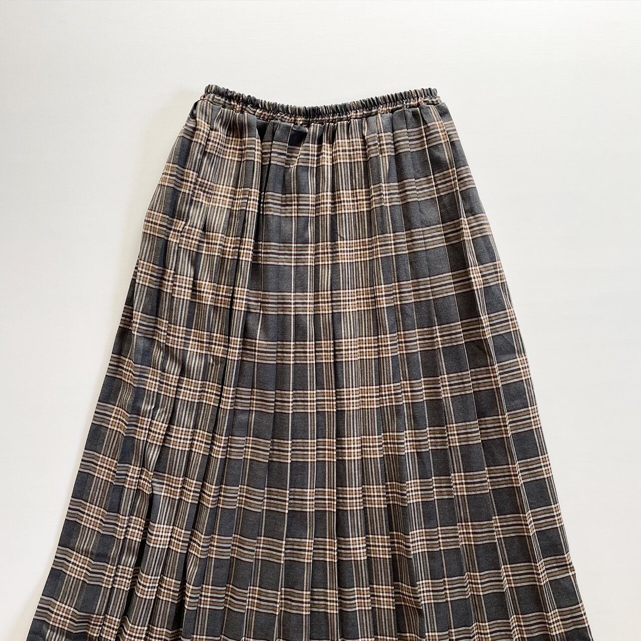 Check pleats skirt (gray)