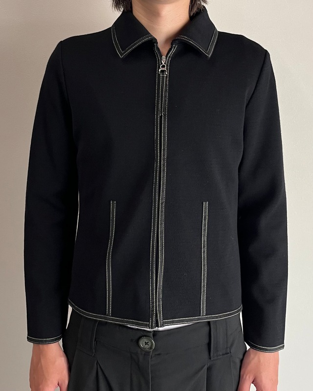 【LANVIN】stitching zip up blouson