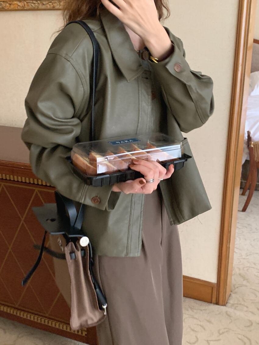 スタイルルーズジャケット オータムレザー ロング 秋物 モンロー64940674840