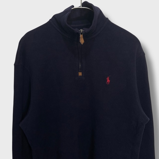 RalphLauren ラルフローレン  ハーフジップリブ編みコットンニット　S