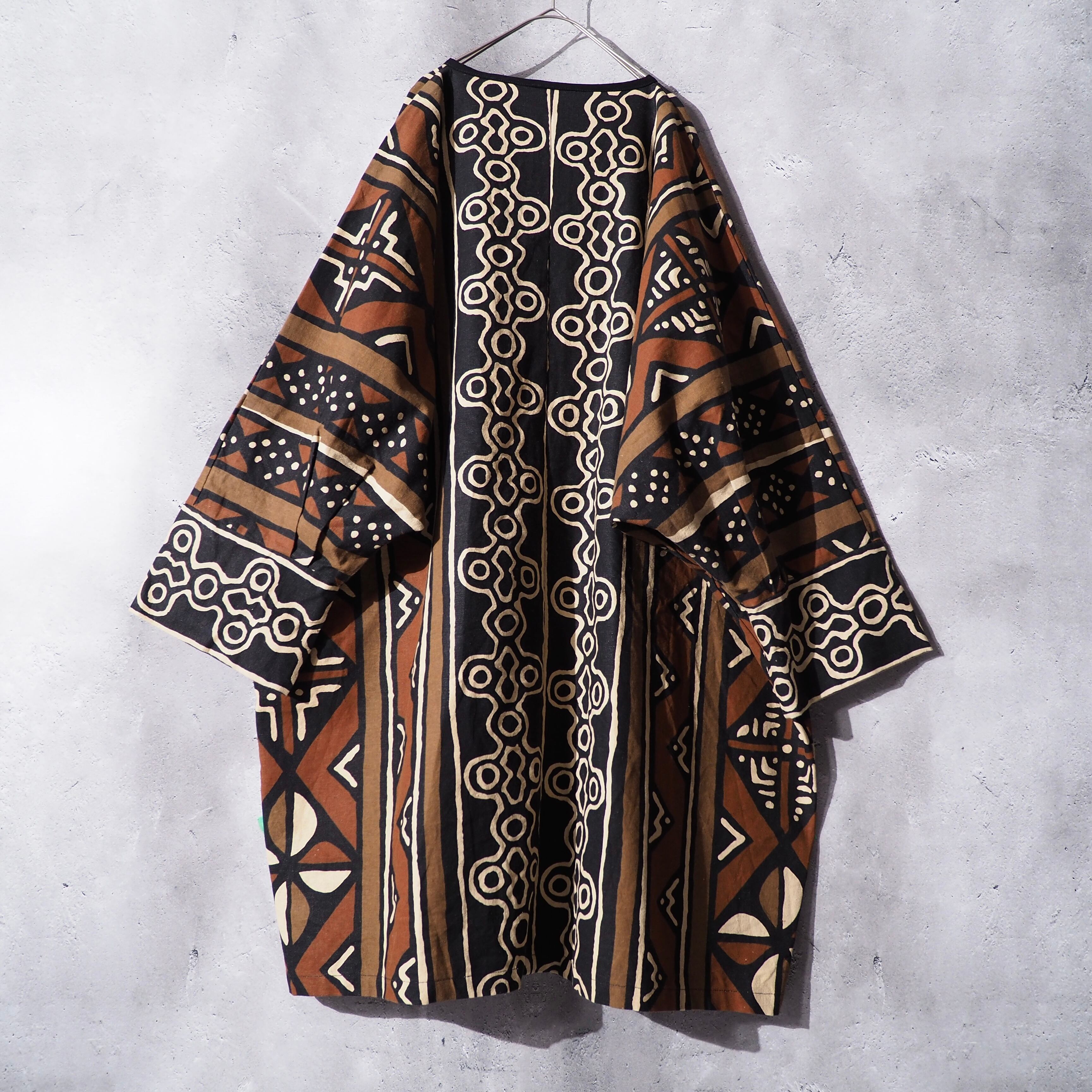 ethnicity art hand-dyed vintage dolman sleeve long coat