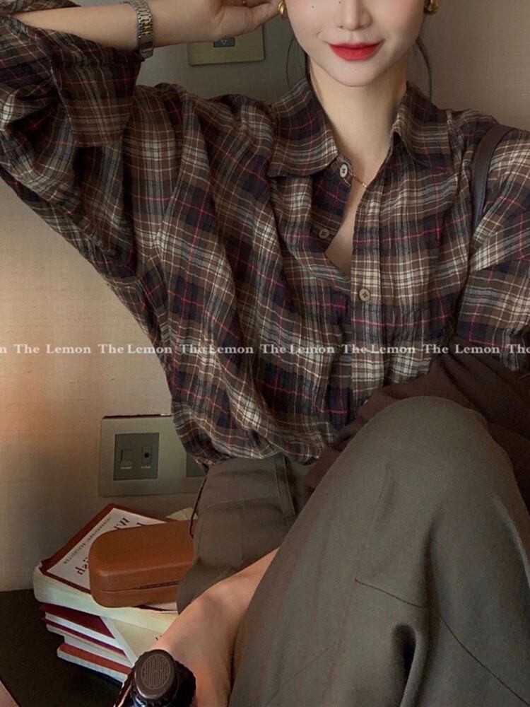 シャツ スタイルスタンダードルーズカラー レッド レトロ 大人ガーリー スウィート キュート カジュアル ビッグFスモールZ韓国7079637790