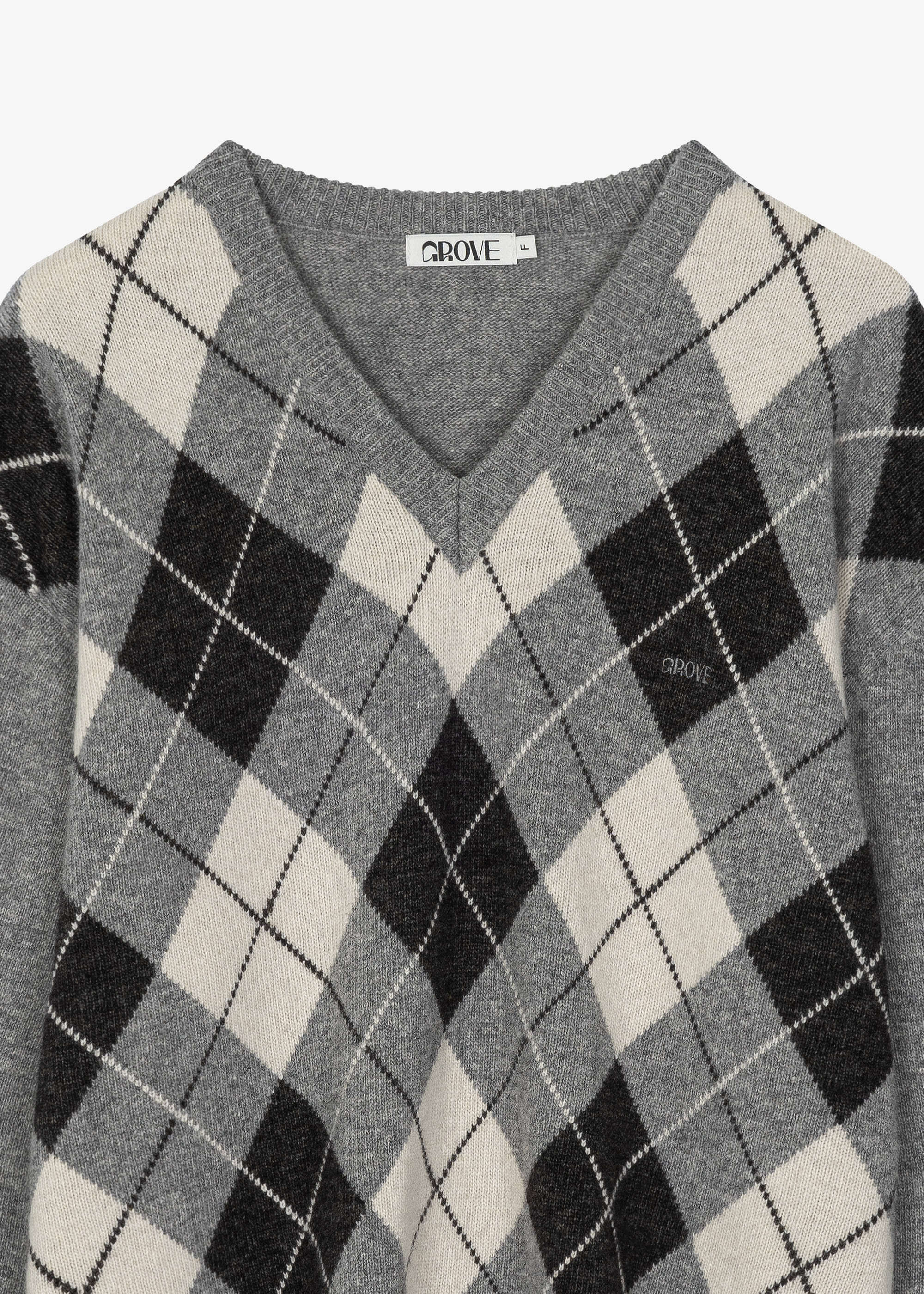 GROVE] ARGYLE V-NECK KNIT [3COLOR] 正規品 韓国ブランド 韓国