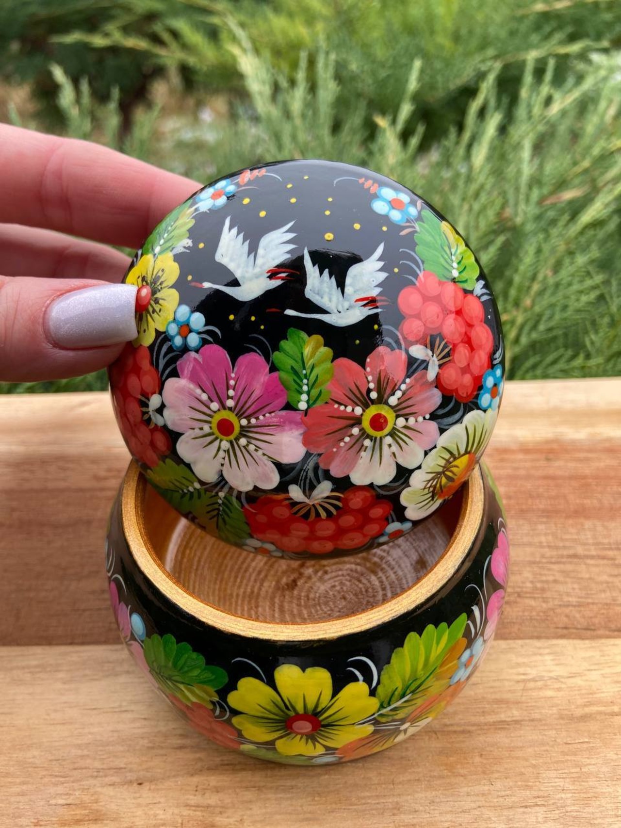 ペトリキウカ塗りのジュエリーボックス（人間国宝ホメンコ作）ウクライナ製 - 2