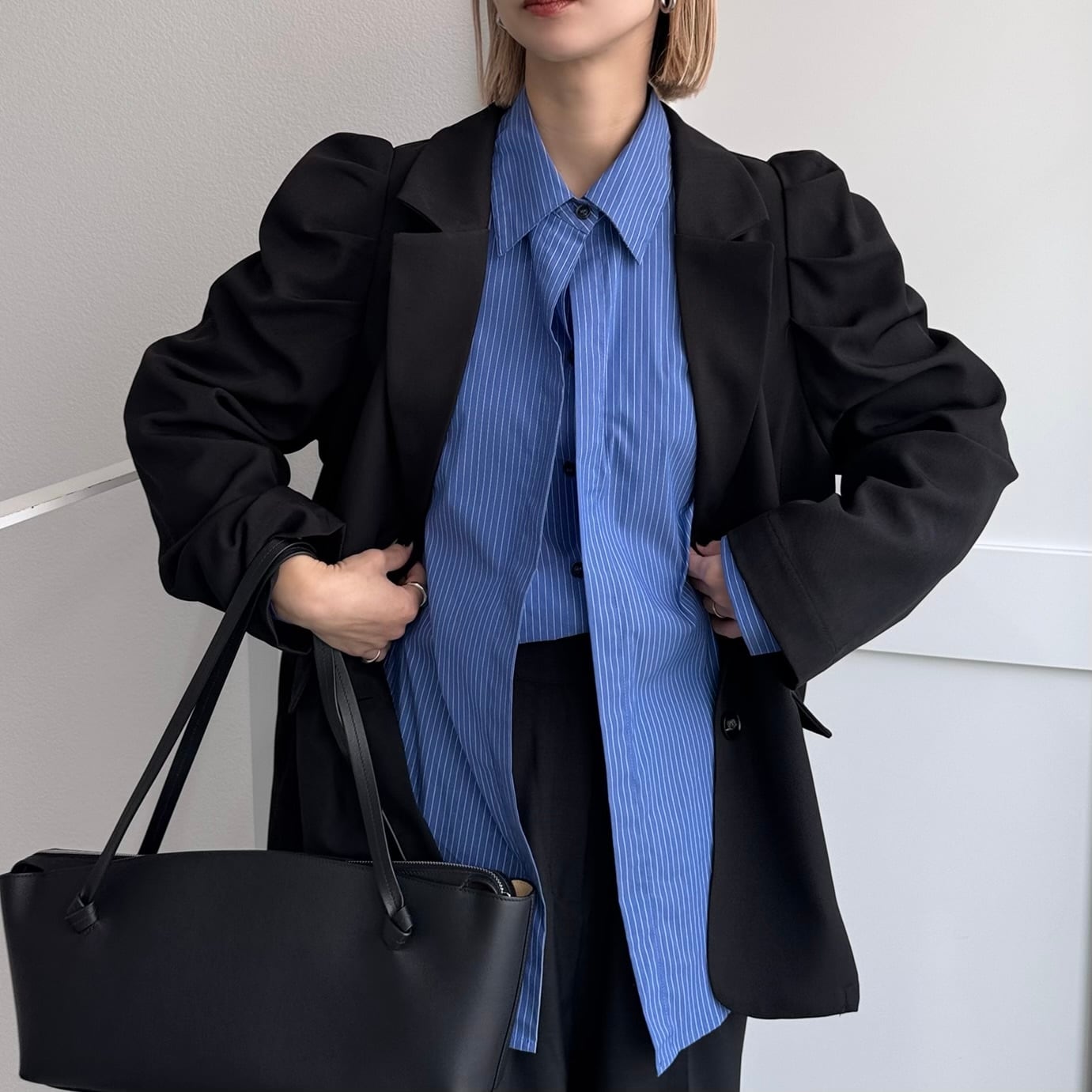 鹿児島先行販売】パフスリーブシングルテーラードJK/ブラック | CFT.