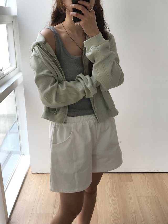 (予約) taffeta / Polka hood zip up 3color