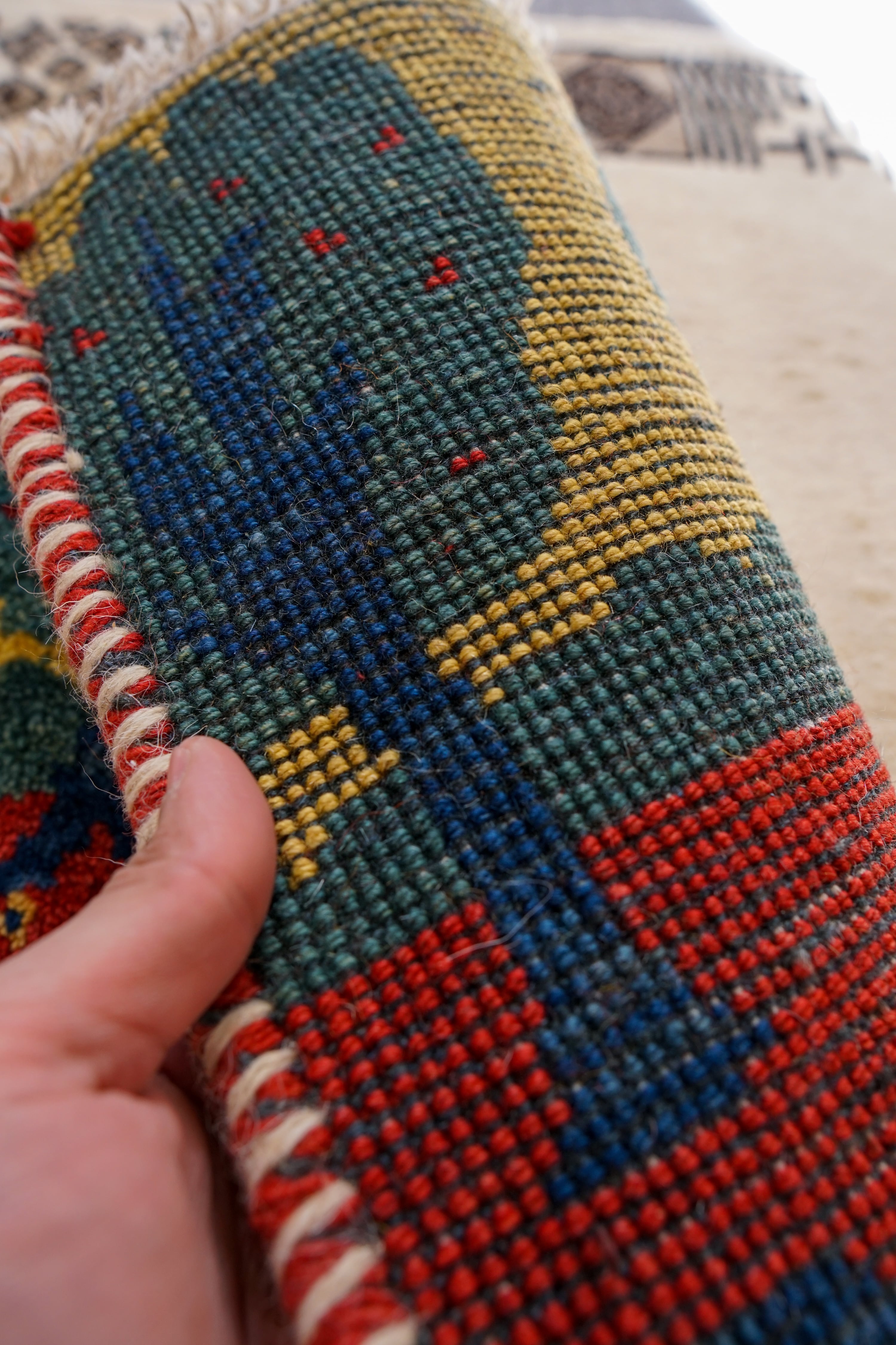 40×40cm 【ペルシャ絨毯 手織りギャッベ】アマレ族ギャッベ ギャベ