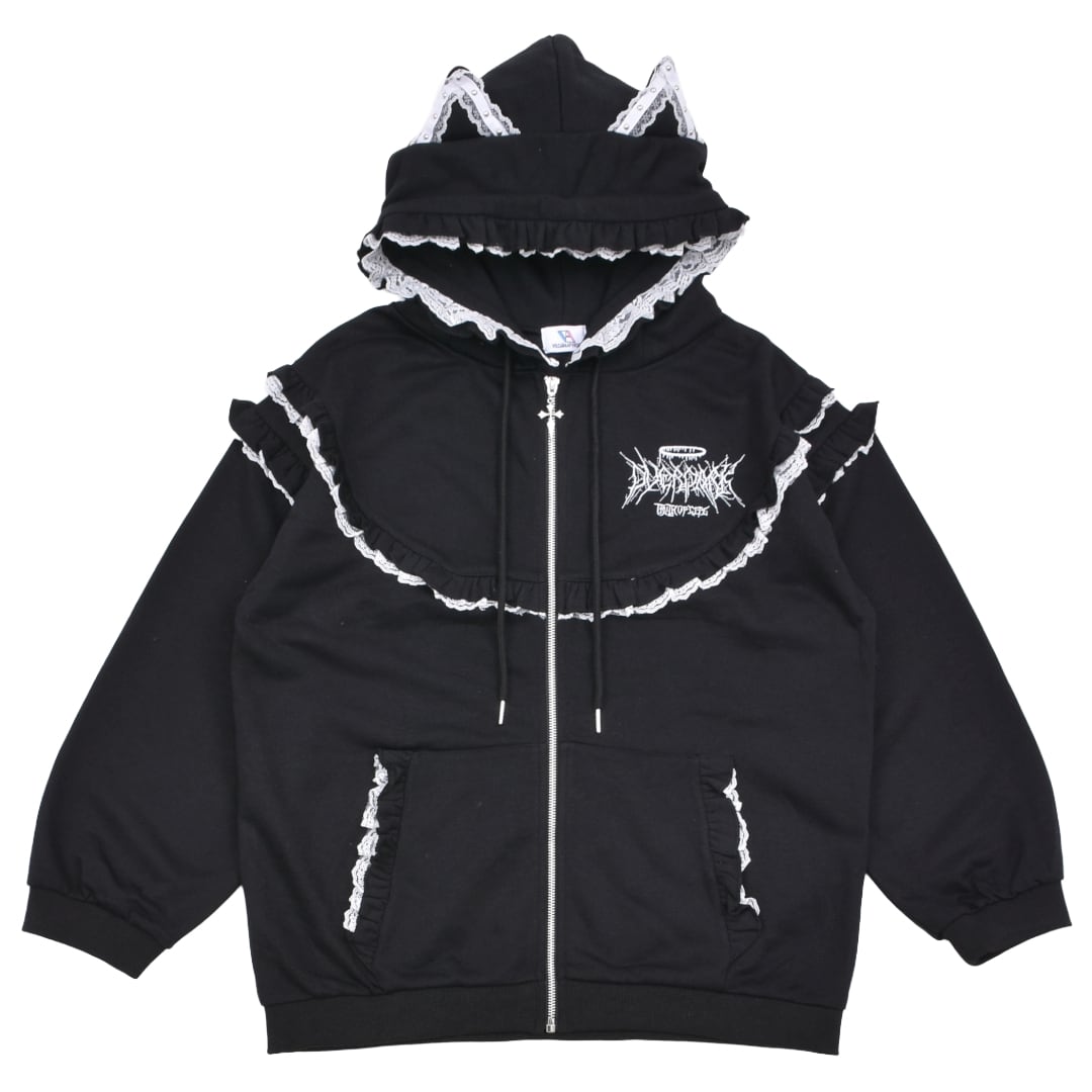 5/5新着】ネコ耳レーステープフリルZIPパーカー | VOLCAN&APHRODITE