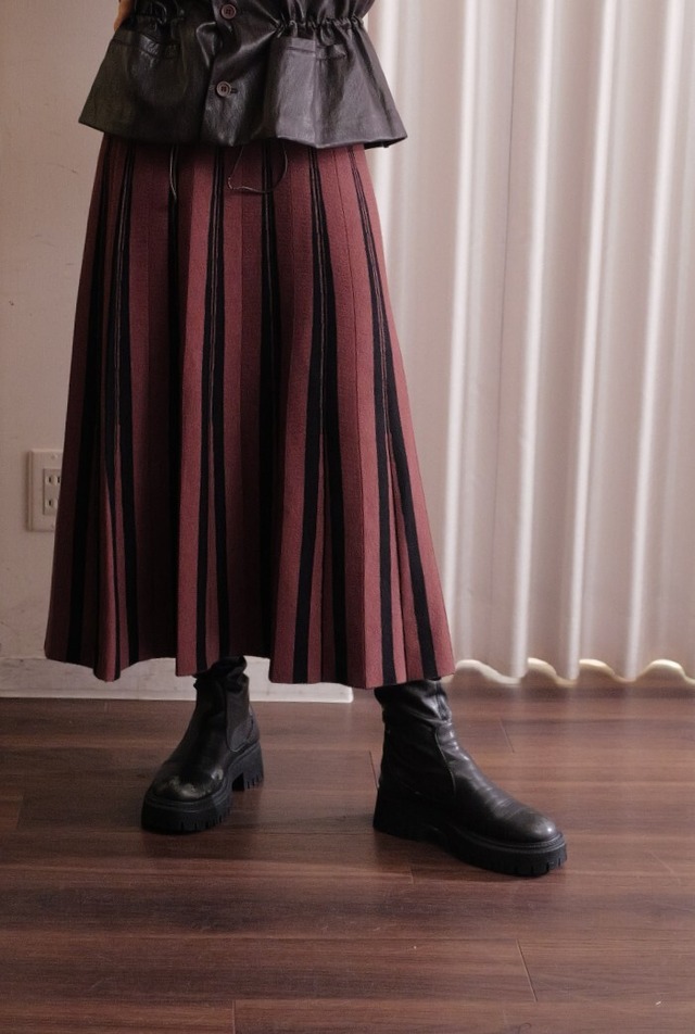 knit pleats skirt brown