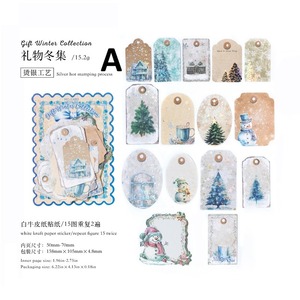 クリスマス【新入荷】箔押し ステッカー30枚入り オーナメント ケーキ リース 雪だるま ツリー タグ アンティーク調 AB30   レトロ  海外 コラージュ ヴィンテージ 素材 デコレーション