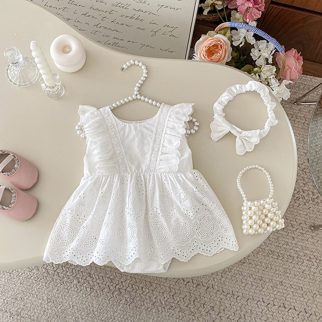【BABY】エンジェルレースフリルロンパースワンピース - 7