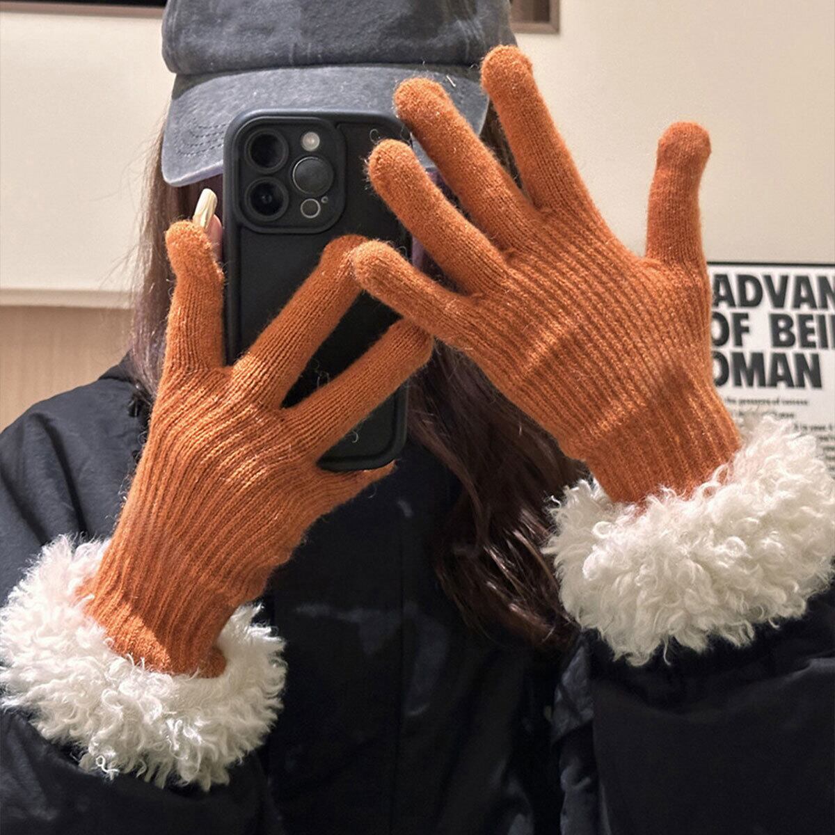 手袋 ボア袖 グローブ スマホ対応 防寒 防風 保温 レディース 秋冬 韓国 おしゃれ 大人 かわいい きれいめ カジュアル 通勤 通学 学生 ホールタッチ 大人可愛い 大人女子