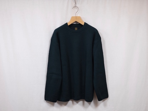 Men’s BATONER” SOLID WOOL RIB CREW NECK DARK GREEN”