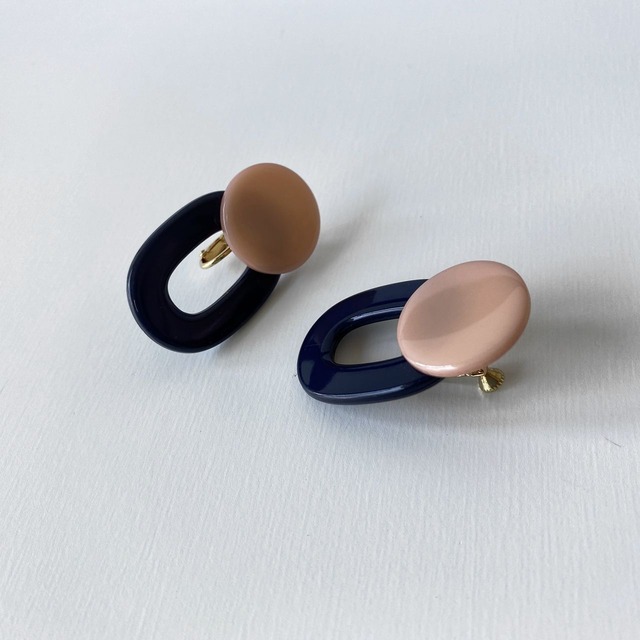 ref82　pink  navy   earrings