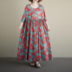 PRINT LOOSE FULL HEM FLOWING MAXI DRESS M-18068